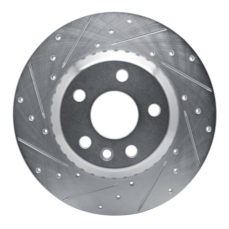 R1 Concepts R1 20-22 Jaguar E-Pace Rear Left Drilled & Slotted Silver Brake Rotor