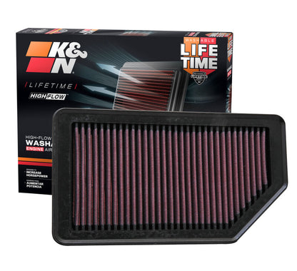 K&N Engineering K&N Replacement Air Filter 10.625in O/S Length x 5.75in O/S Width x 1in Height