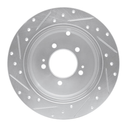 R1 Concepts R1 07-15 Mitsubishi Lancer Rear Right Drilled & Slotted Silver Brake Rotor