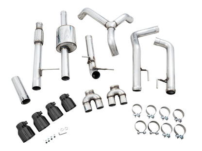 AWE Tuning 4th Gen GM 1500 5.3L 0FG Cat-Back Split Rear Exit (w/ Bumper Cutouts) - Quad Diamond Tips