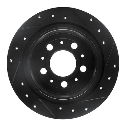 R1 Concepts R1 97-98 Volvo V90 Rear Left Drilled & Slotted Black Brake Rotor