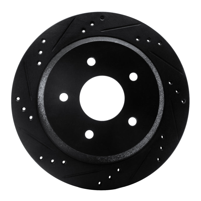 R1 Concepts R1 98-05 Chevrolet S10 Rear Left Drilled & Slotted Black Brake Rotor