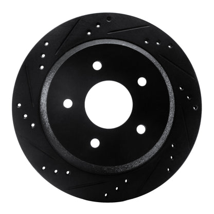 R1 Concepts R1 98-05 Chevrolet S10 Rear Left Drilled & Slotted Black Brake Rotor