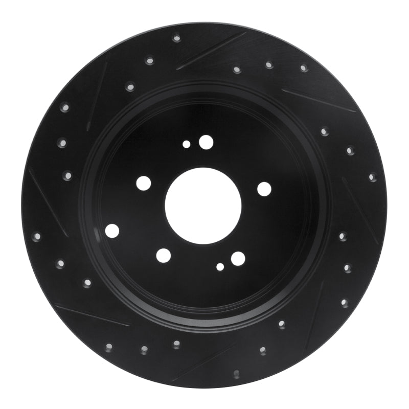 R1 Concepts R1 07-09 Hyundai Santa Fe Rear Right Drilled & Slotted Black Brake Rotor