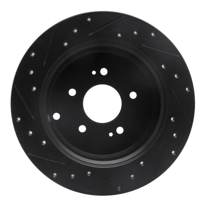 R1 Concepts R1 07-09 Hyundai Santa Fe Rear Right Drilled & Slotted Black Brake Rotor