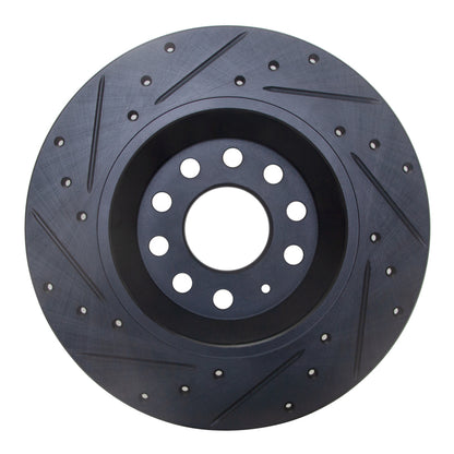 R1 Concepts R1 16-25 Audi Q3 Rear Right Drilled & Slotted Black Brake Rotor