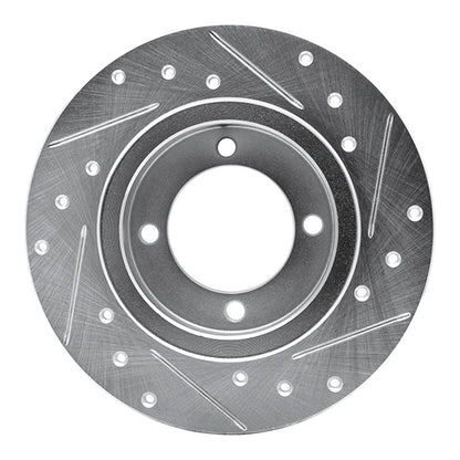 R1 Concepts R1 74-75 Nissan 710 Front Left Drilled & Slotted Silver Brake Rotor