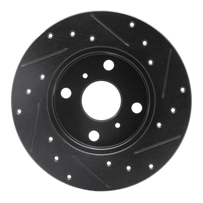 R1 Concepts R1 83-90 Toyota Tercel Front Left Drilled & Slotted Black Brake Rotor