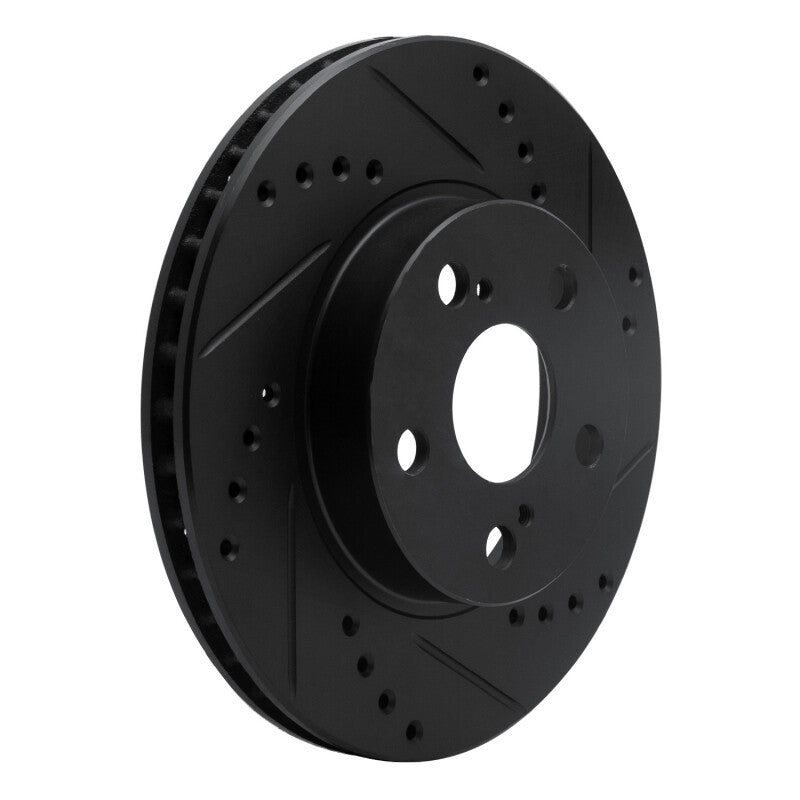 R1 Concepts R1 04-09 Toyota Prius Front Right Drilled & Slotted Black Brake Rotor