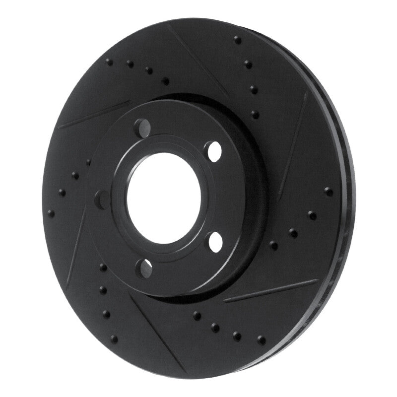 R1 Concepts R1 85-91 Audi 5000S Front Right Drilled & Slotted Black Brake Rotor