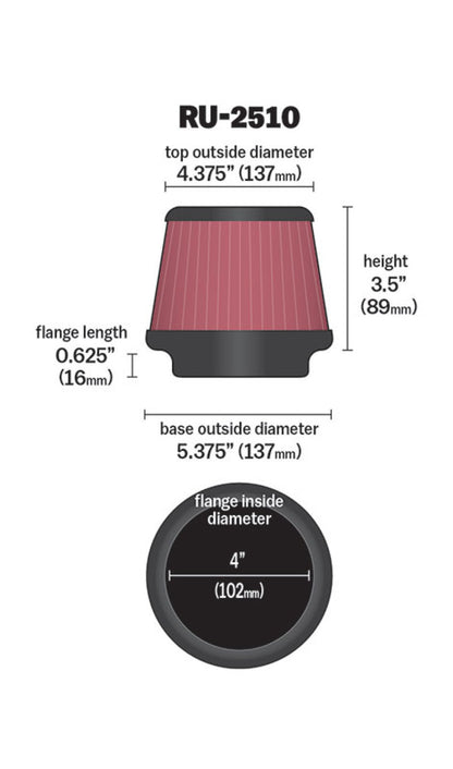 K&N Engineering K&N Universal 4 Inch Filter