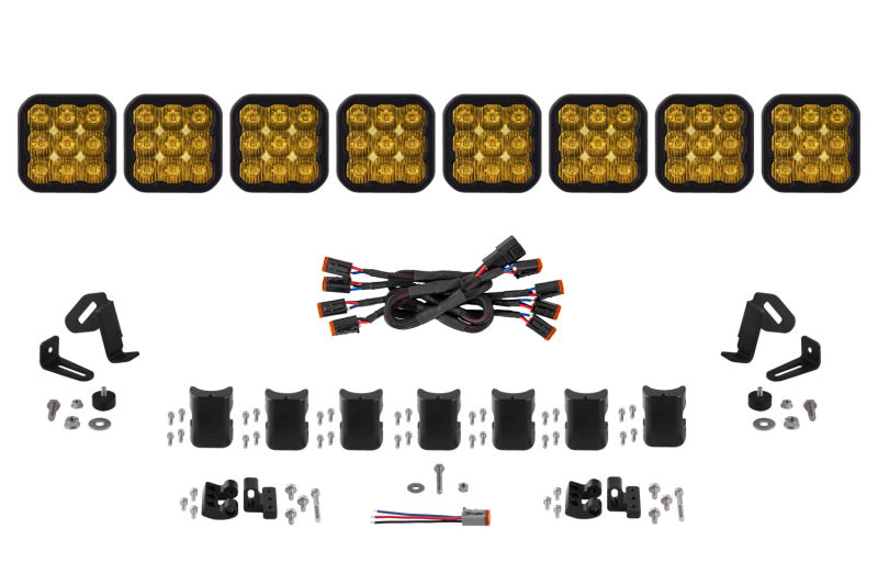 Diode Dynamics SS5 Pro Universal CrossLink 8-Pod Lightbar - Yellow Driving