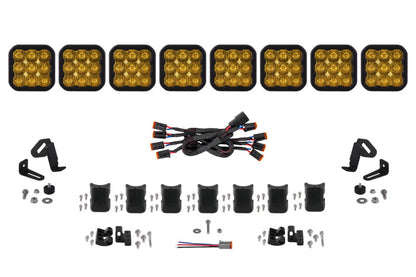 Diode Dynamics SS5 Pro Universal CrossLink 8-Pod Lightbar - Yellow Driving