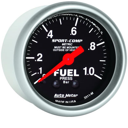 AutoMeter Gauge Fuel Pressure 2-1/16in. 1.0Kg/Cm2 Mechanical Sport-Comp