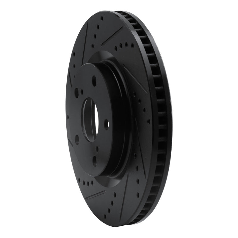 R1 Concepts R1 21-25 Acura TLX Front Left Drilled & Slotted Black Brake Rotor