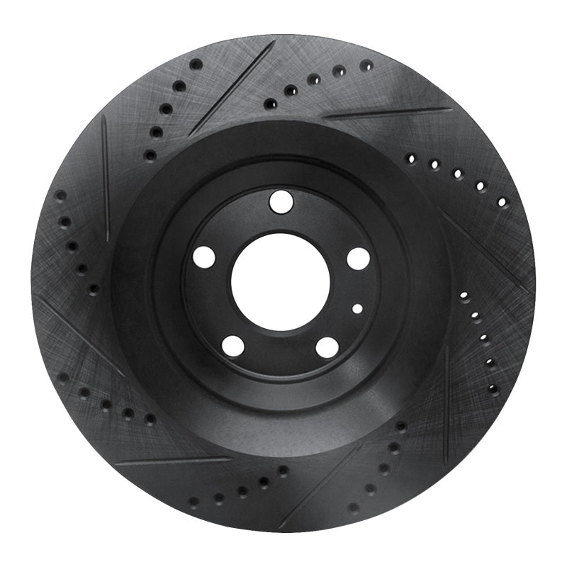 R1 Concepts R1 05-11 Audi A6 Quattro Rear Right Drilled & Slotted Black Brake Rotor