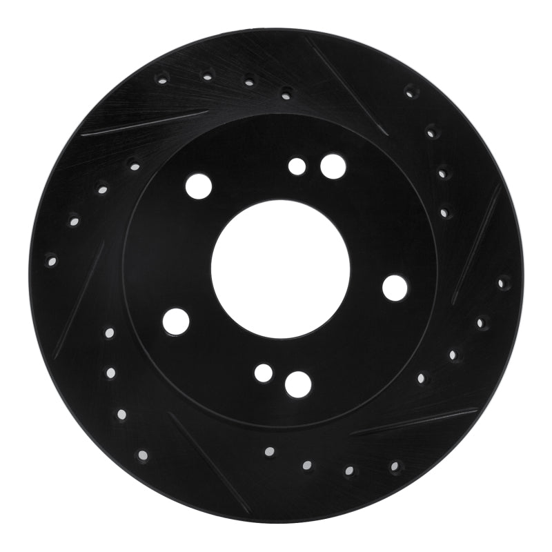 R1 Concepts R1 94-96 Nissan 240SX Front Right Drilled & Slotted Black Brake Rotor