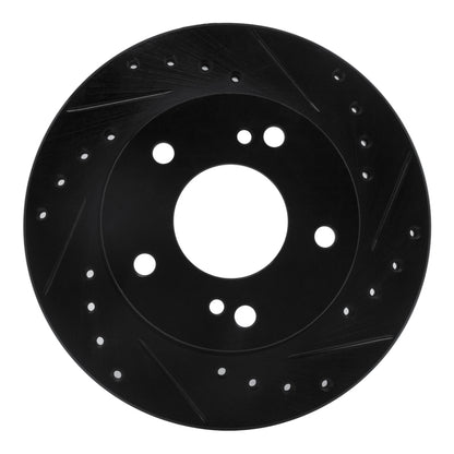 R1 Concepts R1 94-96 Nissan 240SX Front Right Drilled & Slotted Black Brake Rotor
