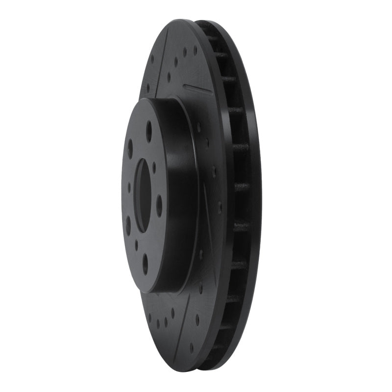 R1 Concepts R1 88-93 Toyota Celica Front Left Drilled & Slotted Black Brake Rotor