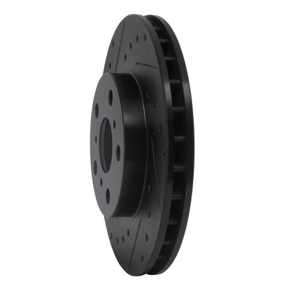 R1 Concepts R1 88-93 Toyota Celica Front Left Drilled & Slotted Black Brake Rotor
