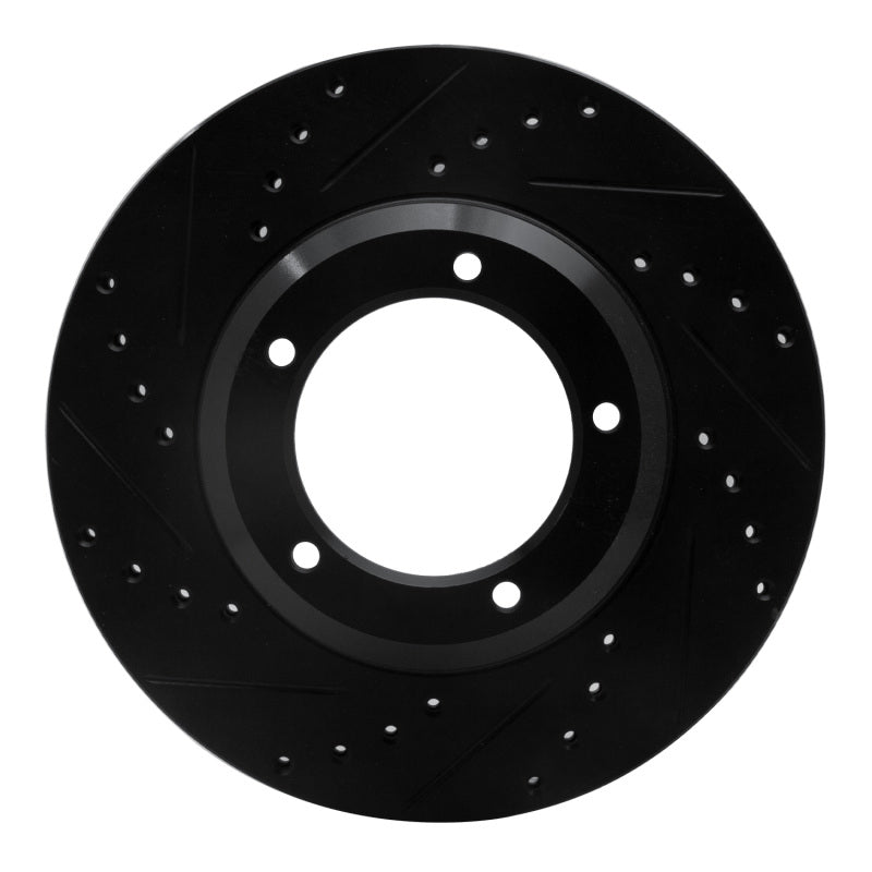 R1 Concepts R1 90-16 Land Rover Defender 90 Front Left Drilled & Slotted Black Brake Rotor