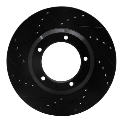 R1 Concepts R1 90-16 Land Rover Defender 90 Front Left Drilled & Slotted Black Brake Rotor