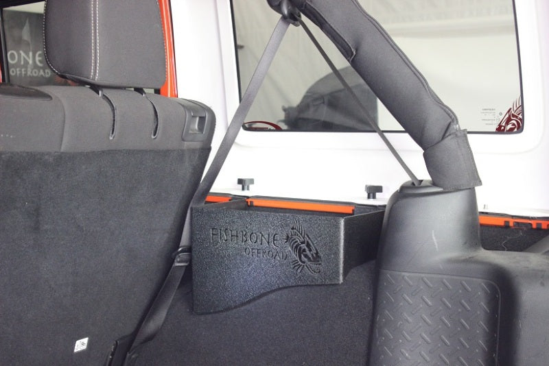 Fishbone Offroad 07-18 Jeep Wrangler JK 4 DR Wheel Well Storage Bin - Blk Textured Powdercoat Steel