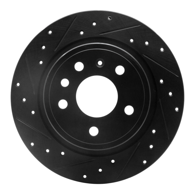 R1 Concepts R1 99-10 Saab 9-5 Rear Left Drilled & Slotted Black Brake Rotor