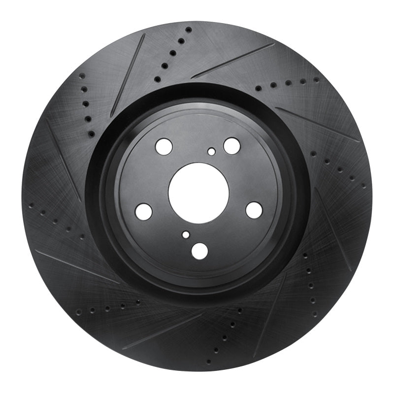 R1 Concepts R1 10-17 Lexus LS460 Right Front Drilled & Slotted Black Brake Rotor