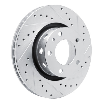 R1 Concepts R1 87-88 BMW M5 Front Right Drilled & Slotted Silver Brake Rotor