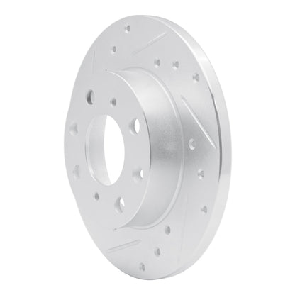 R1 Concepts R1 84-87 Honda Civic Hatchback Front Left Drilled & Slotted Silver Brake Rotor