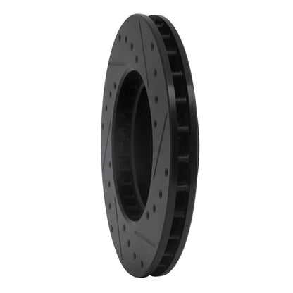 R1 Concepts R1 88-93 Toyota Celica Front Left Drilled & Slotted Black Brake Rotor