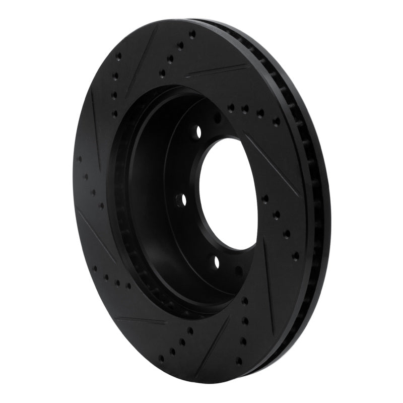 R1 Concepts R1 06-10 Hummer H3T Front Right Drilled & Slotted Black Brake Rotor