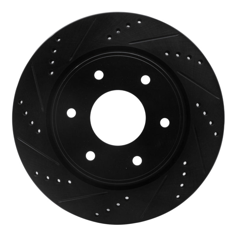 R1 Concepts R1 05-07 Infiniti QX56 Front Left Drilled & Slotted Black Brake Rotor