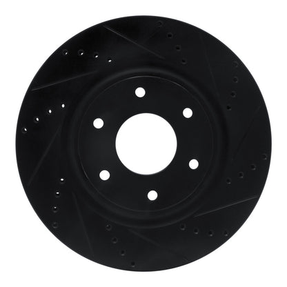 R1 Concepts R1 05-07 Infiniti QX56 Front Right Drilled & Slotted Black Brake Rotor
