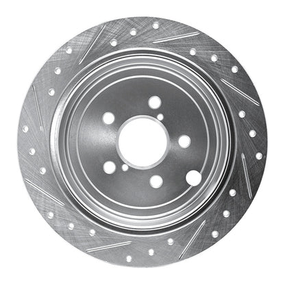 R1 Concepts R1 08-15 Subaru WRX Rear Right Drilled & Slotted Silver Brake Rotor
