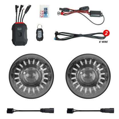 XKGLOW XK Glow 07-18 Jeep Wrangler JK 7in Headlight XKmax RGBW LED 2pc XKchrome Bluetooth App Cntl Kit