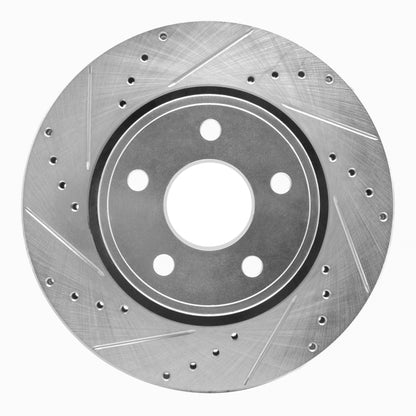 R1 Concepts R1 05-10 Jeep Commander Front Left Drilled & Slotted Silver Brake Rotor