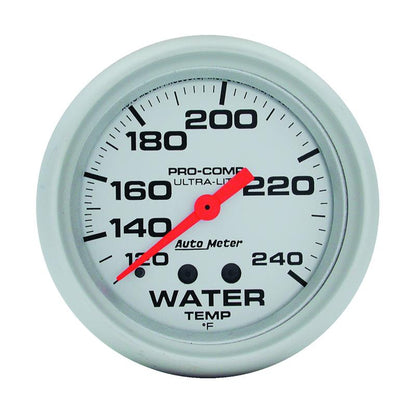 Autometer Ultra-Lite 66.7mm 120-240 Deg F Mechanical Water Temperature Gauge - White