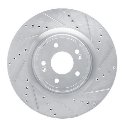 R1 Concepts R1 18-22 Genesis G70 Front Right Drilled & Slotted Silver Brake Rotor