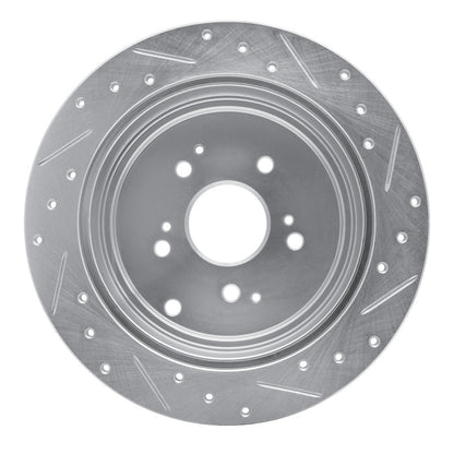 R1 Concepts R1 01-08 Acura MDX Rear Left Drilled & Slotted Silver Brake Rotor