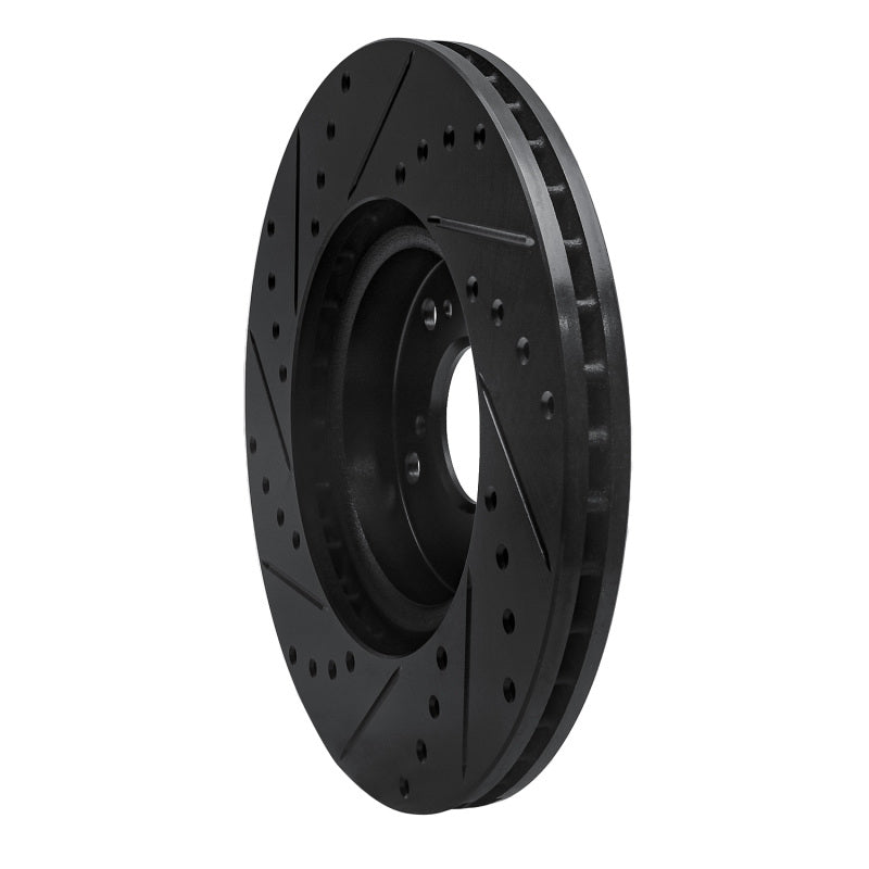 R1 Concepts R1 06-14 Honda Ridgeline Rear Right Drilled & Slotted Black Brake Rotor