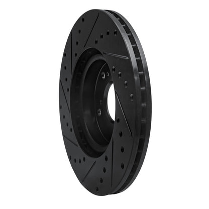 R1 Concepts R1 06-14 Honda Ridgeline Rear Right Drilled & Slotted Black Brake Rotor