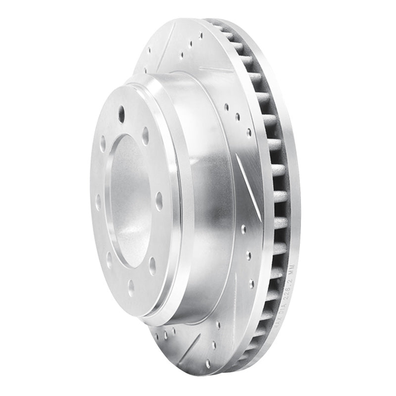 R1 Concepts R1 08-25 Ford E-150 Rear Left Drilled & Slotted Silver Brake Rotor
