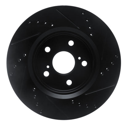 R1 Concepts R1 18-22 Toyota C-HR Front Left Drilled & Slotted Black Brake Rotor