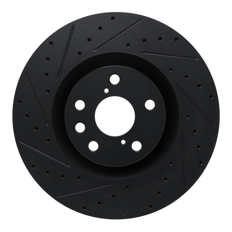 R1 Concepts R1 11-25 Lexus IS200T Left Front Drilled & Slotted Black Brake Rotor