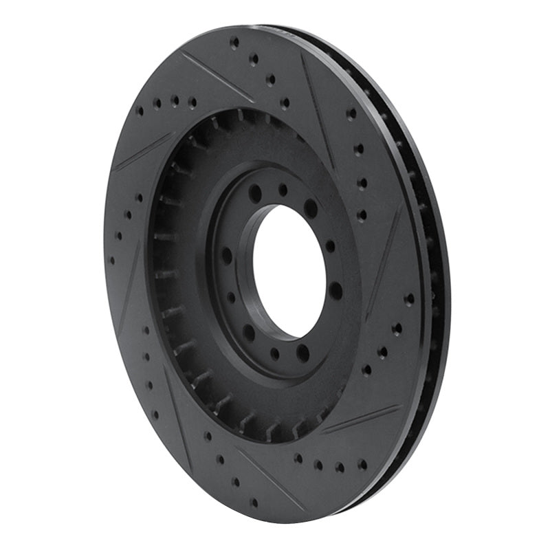 R1 Concepts R1 98-04 Mitsubishi Montero Front Left Drilled & Slotted Black Brake Rotor
