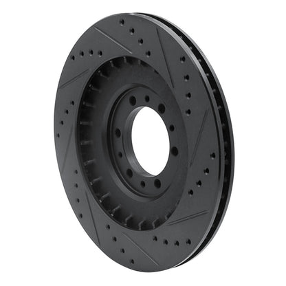 R1 Concepts R1 98-04 Mitsubishi Montero Front Left Drilled & Slotted Black Brake Rotor