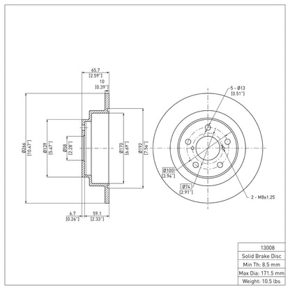 DFC 90-08 Saab 9-2X Rear Brake Rotor