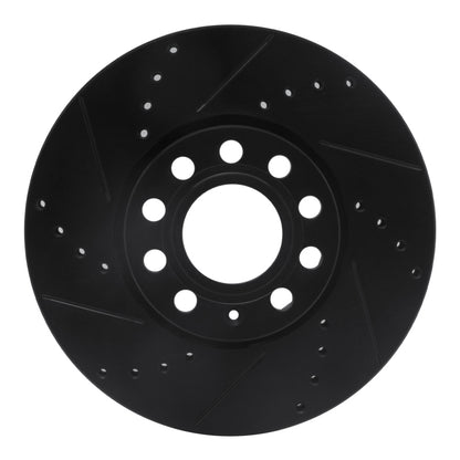 R1 Concepts R1 92-08 Audi A4 (Mexico) Front Left Drilled & Slotted Black Brake Rotor